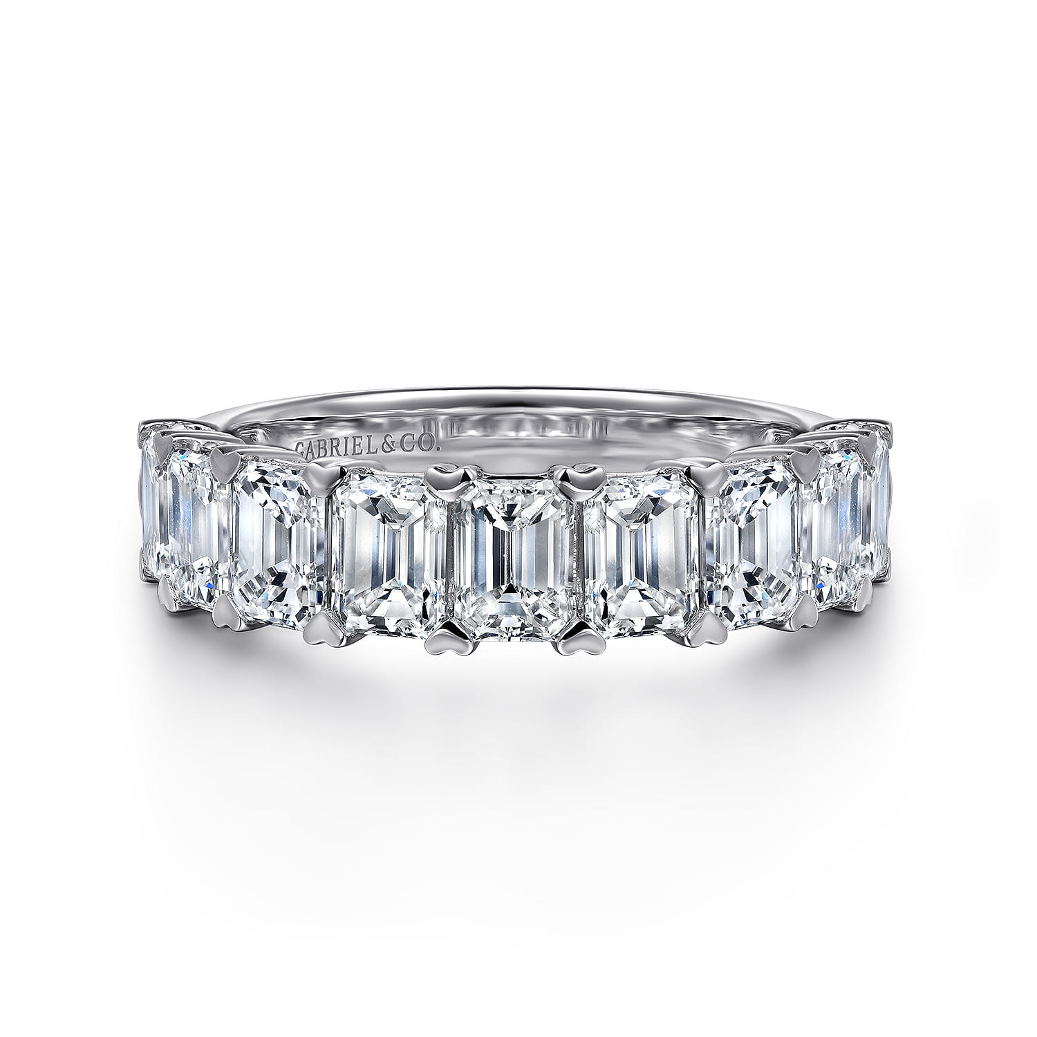 Fancy Wedding Ring in 14k White Gold with Emerald Cut Natural Diamond at Gabriel & Co. - Shot 1