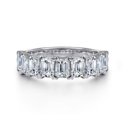 14K White Gold Emerald Cut Diamond Anniversary Band