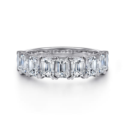 14K White Gold Emerald Cut Diamond Anniversary Band