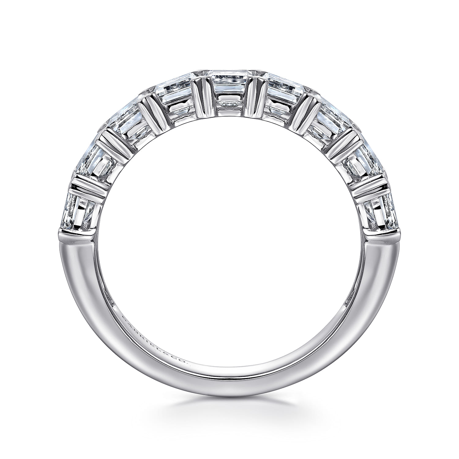 Fancy Wedding Ring in 14k White Gold with Emerald Cut Natural Diamond at Gabriel & Co. - Shot 2