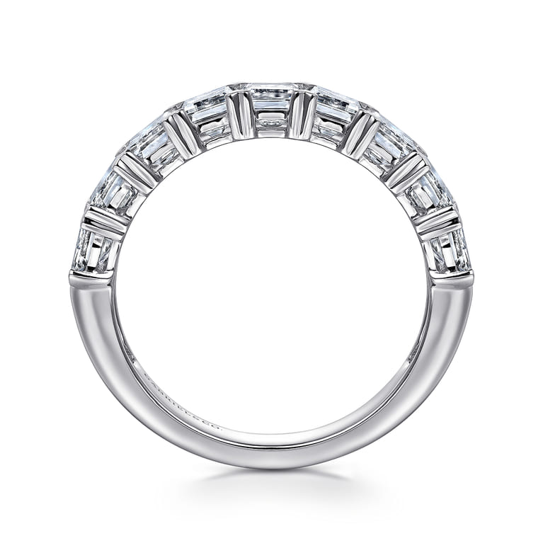 Fancy Wedding Ring in 14k White Gold with Emerald Cut Natural Diamond at Gabriel & Co. - Shot 2