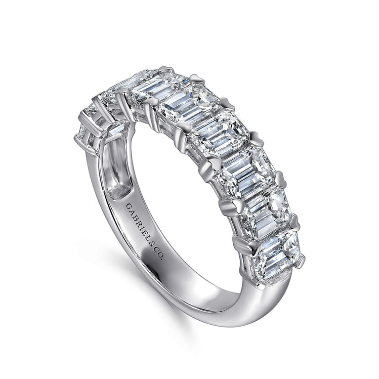 Fancy Wedding Ring in 14k White Gold with Emerald Cut Natural Diamond at Gabriel & Co. - Shot 3