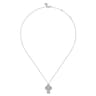 14K White Gold Emerald Cut Diamond Cross Necklace - 1.5 ct