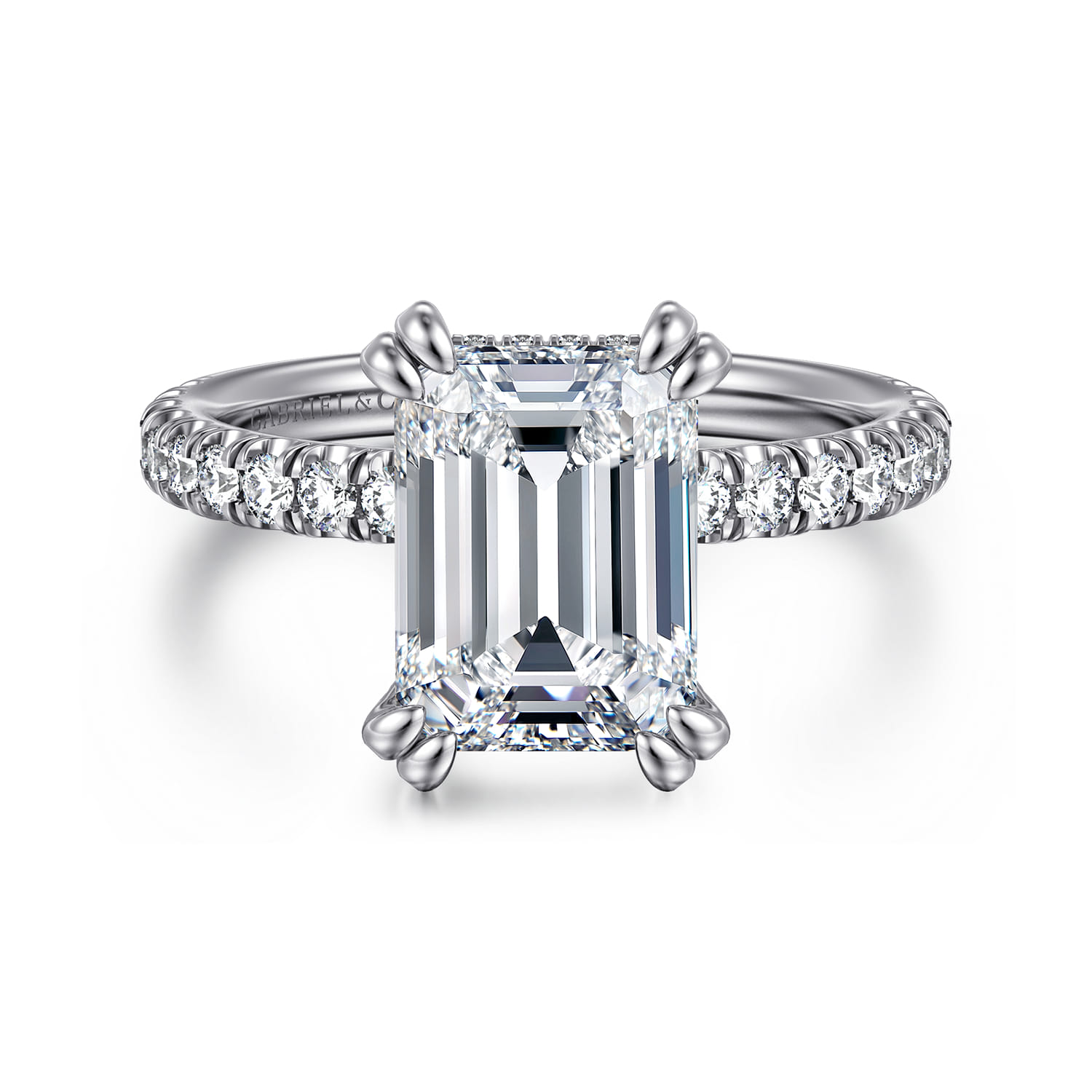 14K White Gold Emerald Cut Diamond Engagement Ring