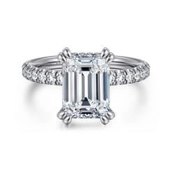 14K White Gold Emerald Cut Diamond Engagement Ring