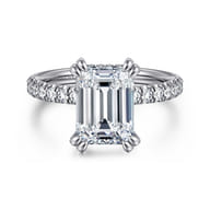 14K White Gold Emerald Cut Diamond Engagement Ring