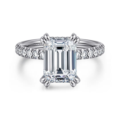 14K White Gold Emerald Cut Diamond Engagement Ring