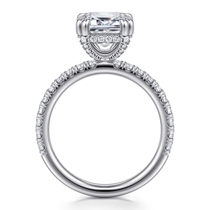 14K White Gold Emerald Cut Diamond Engagement Ring
