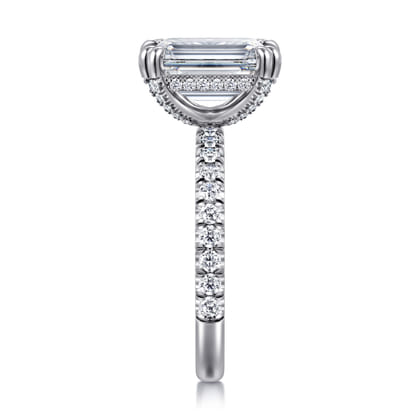 14K White Gold Emerald Cut Diamond Engagement Ring