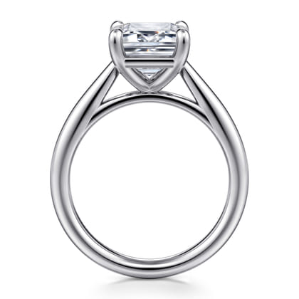 14K White Gold Emerald Cut Solitaire Diamond Engagement Ring