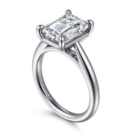 14K White Gold Emerald Cut Solitaire Diamond Engagement Ring