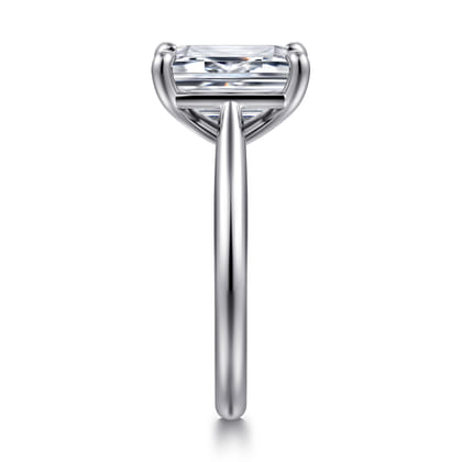 14K White Gold Emerald Cut Solitaire Diamond Engagement Ring