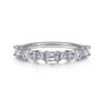 Straight Wedding Ring in 14k White Gold with Emerald Cut Natural Diamond at Gabriel & Co.