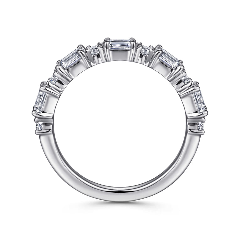 Straight Wedding Ring in 14k White Gold with Emerald Cut Natural Diamond at Gabriel & Co. - Shot 2