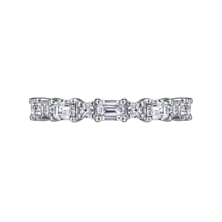 Straight Wedding Ring in 14k White Gold with Emerald Cut Natural Diamond at Gabriel & Co. - Shot 6