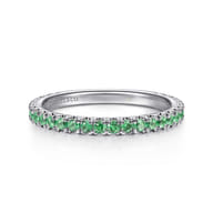 14K White Gold Emerald Stackable Ring