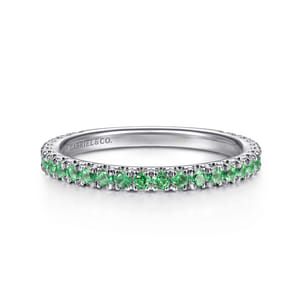 14K White Gold Emerald Stackable Ring