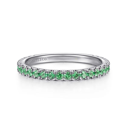 14K White Gold Emerald Stackable Ring
