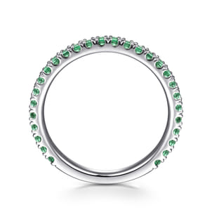 14K White Gold Emerald Stackable Ring