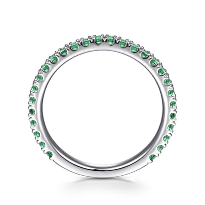 14K White Gold Emerald Stackable Ring