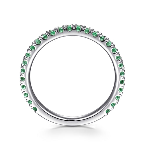14K White Gold Emerald Stackable Ring - Shot 2