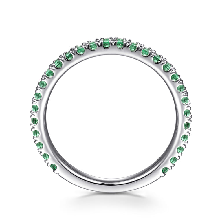 14K White Gold Emerald Stackable Ring - Shot 2