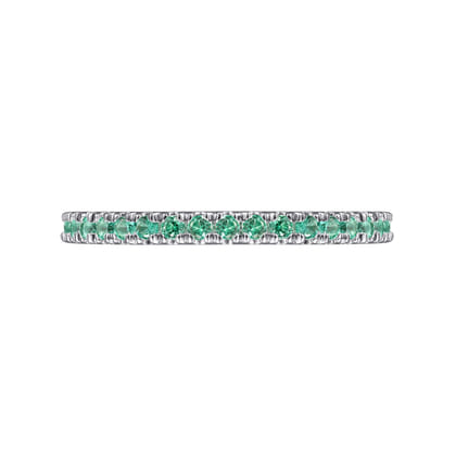 14K White Gold Emerald Stackable Ring