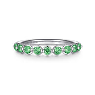 14K White Gold Emerald Stackable Ring