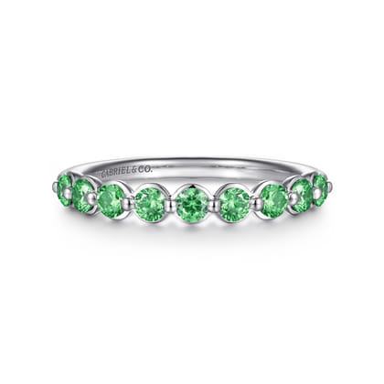 14K White Gold Emerald Stackable Ring