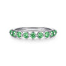 14K White Gold Emerald Stackable Ring
