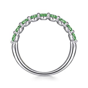 14K White Gold Emerald Stackable Ring
