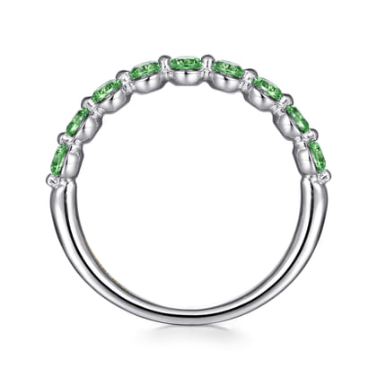 14K White Gold Emerald Stackable Ring