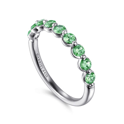 14K White Gold Emerald Stackable Ring