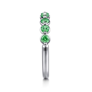 14K White Gold Emerald Stackable Ring