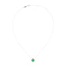 14K White Gold Emerald and Diamond Halo Floral Pendant Necklace - 0.14 ct