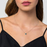 14K White Gold Emerald and Diamond Halo Floral Pendant Necklace - 0.14 ct