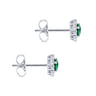 14K White Gold Emerald and Diamond Halo Stud Earrings - 0.24 ct