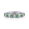 14K White Gold Emerald and Diamond Stackable Band - 0.5 ct