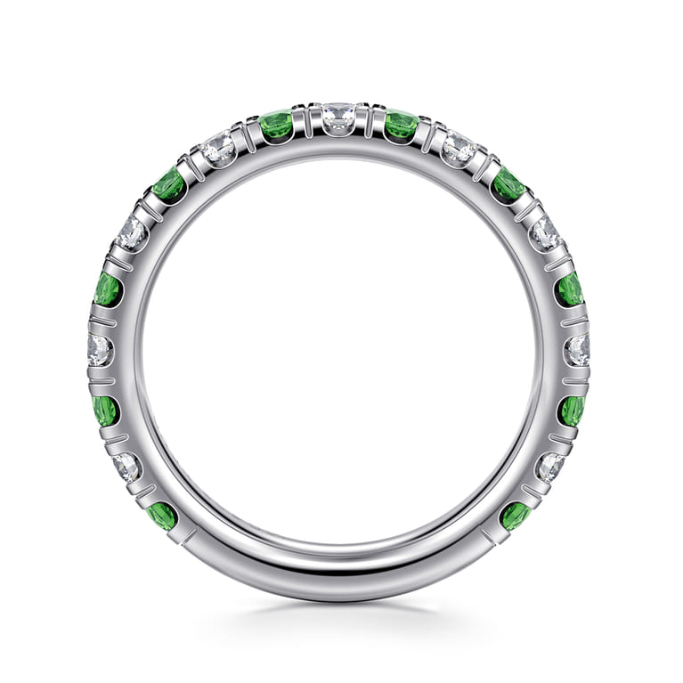 14K White Gold Emerald and Diamond Stackable Band - 0.5 ct - Shot 2