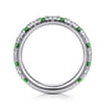 14K White Gold Emerald and Diamond Stackable Band - 0.5 ct