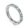 14K White Gold Emerald and Diamond Stackable Band - 0.5 ct
