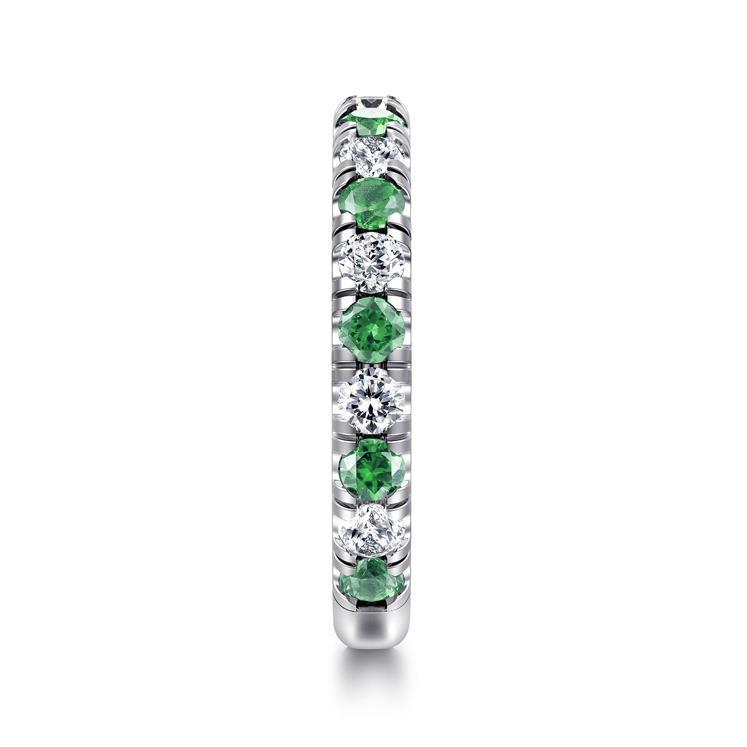 14K White Gold Emerald and Diamond Stackable Band