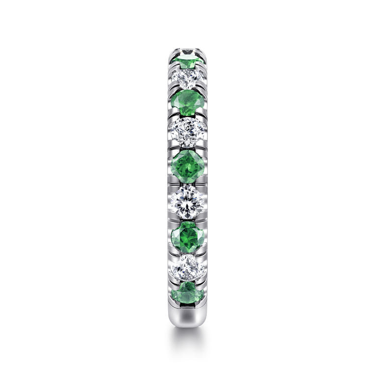 14K White Gold Emerald and Diamond Stackable Band - 0.5 ct - Shot 4
