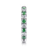 14K White Gold Emerald and Diamond Stackable Band - 0.5 ct