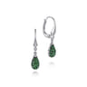 14K White Gold Emerald and Diamond Teardrop Earrings - 0.2 ct