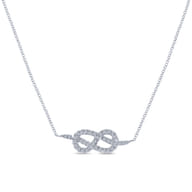 14K White Gold Eternal Love Infinity Diamond Pendant Necklace