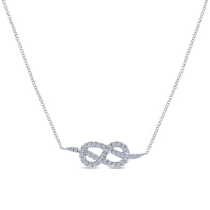 14K White Gold Eternal Love Infinity Diamond Pendant Necklace