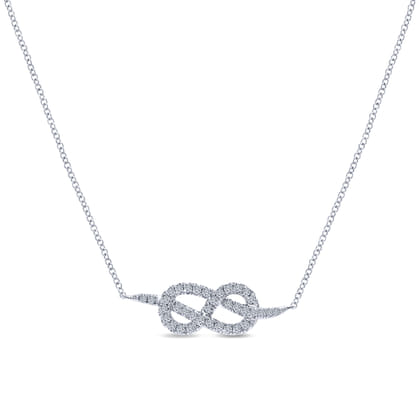 14K White Gold Eternal Love Infinity Diamond Pendant Necklace