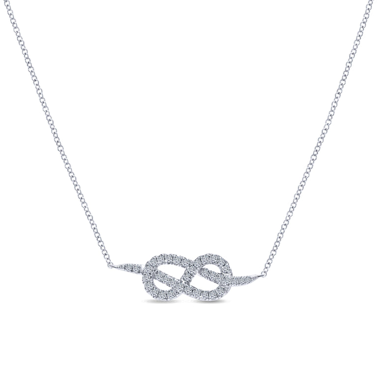 14K White Gold Eternal Love Infinity Diamond Pendant Necklace - 0.3 ct - Shot 1