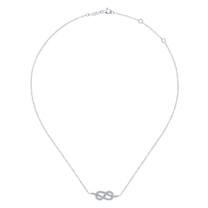 14K White Gold Eternal Love Infinity Diamond Pendant Necklace